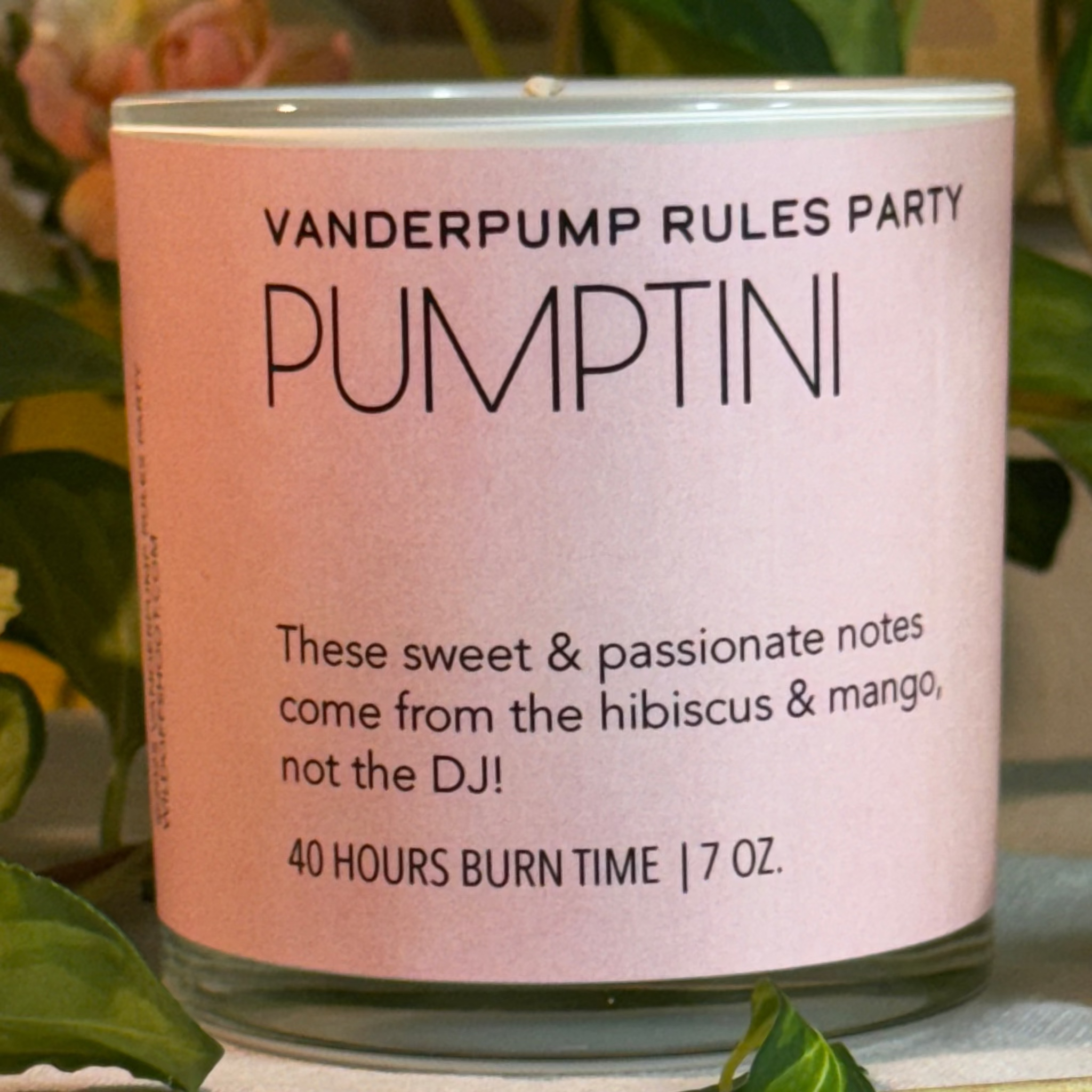 PUMPTINI- hibiscus and mango - 7 oz pink container candle