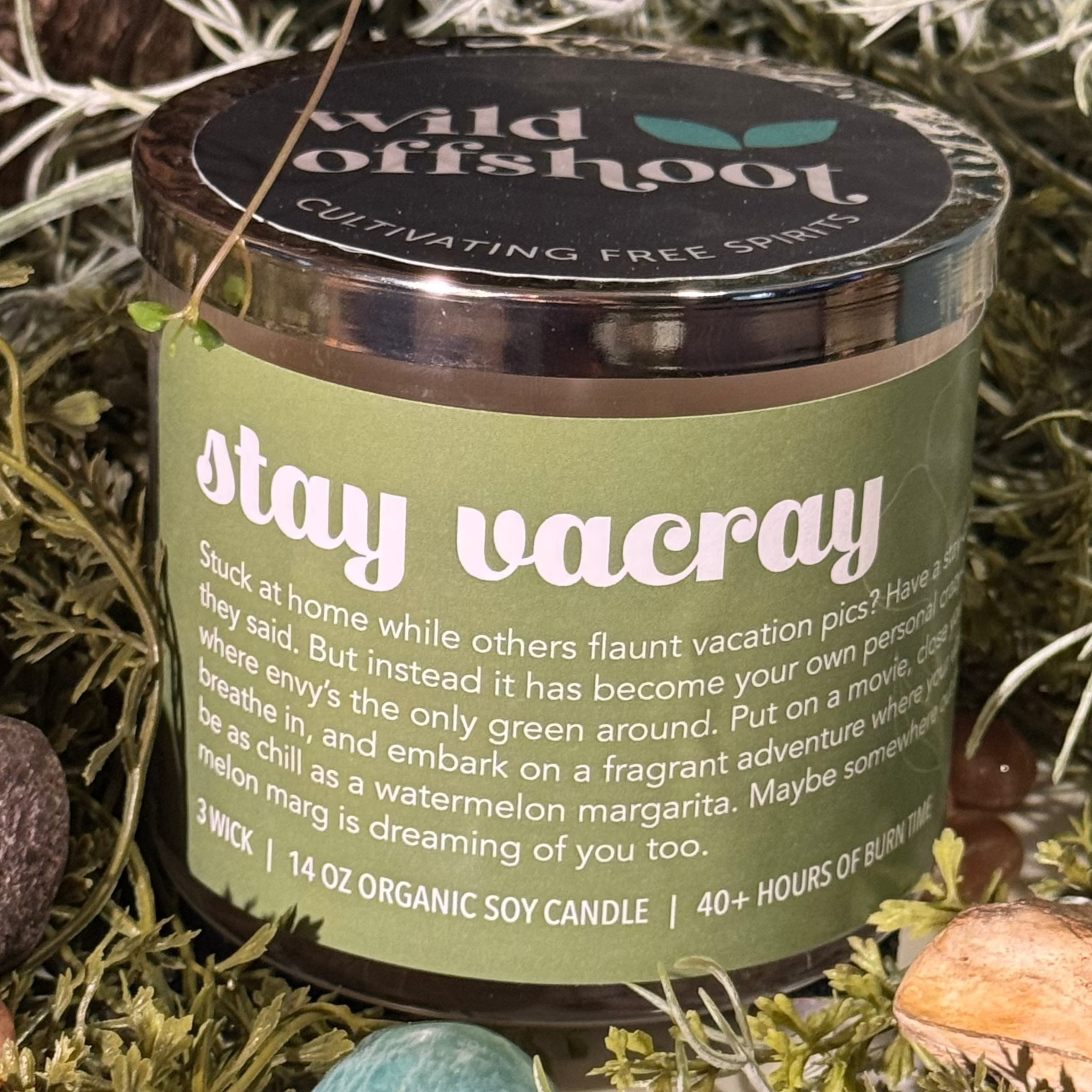 Stay Vacray - 14 oz organic soy candle, three wick, smells of melon margueritas.