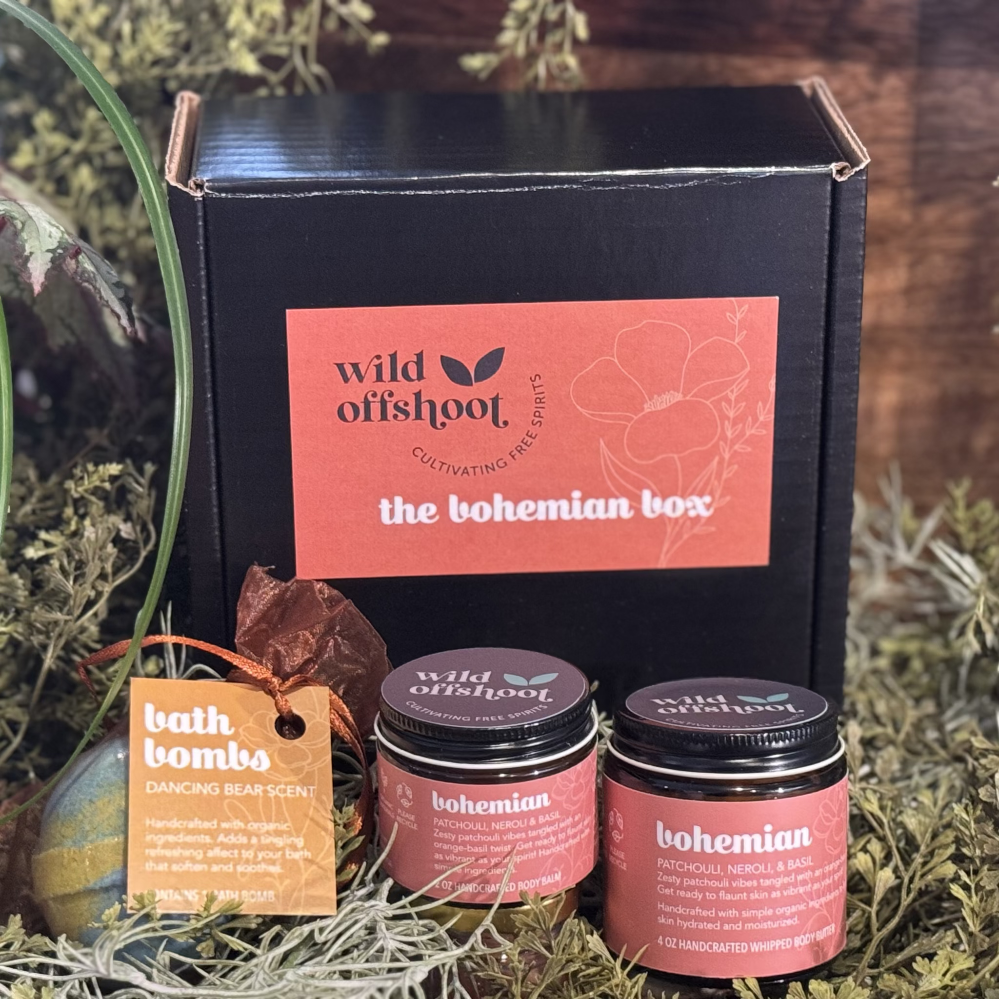 Wild Offshoot Bohemian Box - showing all three products and the box